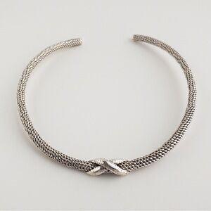 Sterling Silver Choker Collar Necklace Modernist Jewelry Vintage Mexico 72g .925